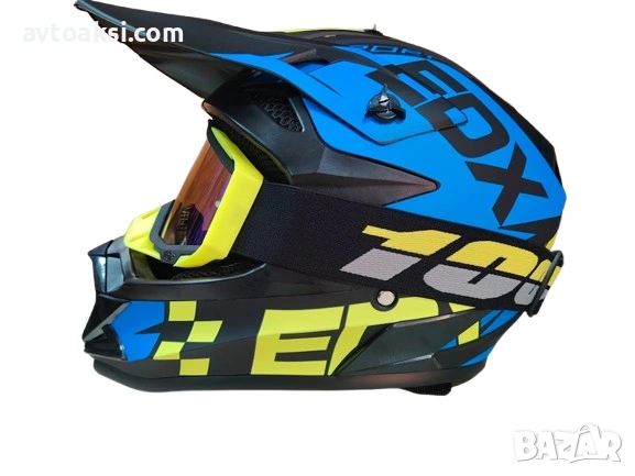 Каска Крос Мотор/Скутер/Бъги/Вело/АТВ+ очила 100%, снимка 4 - Аксесоари и консумативи - 54089237