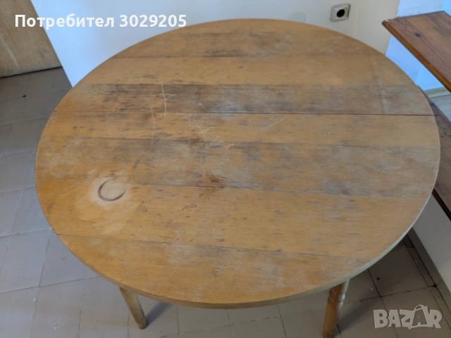 Кръгла трапезна маса от масив Ф110см., снимка 3 - Маси - 54852661