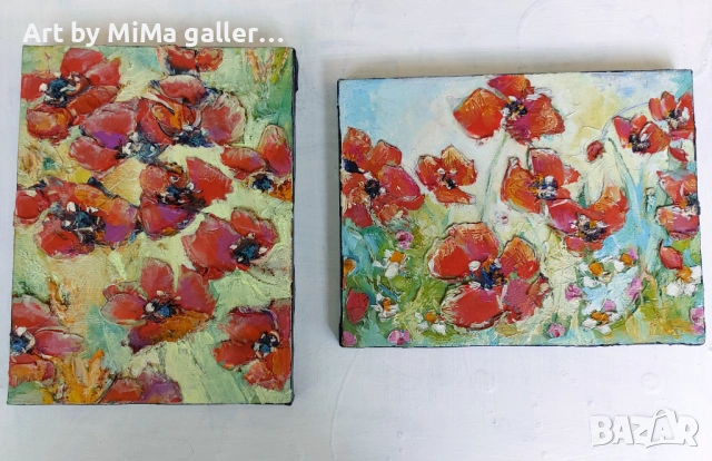 Макове, метличина, цветя-Мима / Art by MiMa-картина, маслени бои,текстура, painting oil картина, мак