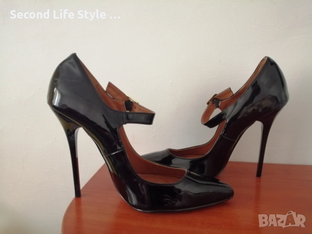 №43 унисекс - мъжки/дамски обувки на висок ток с остър връх и закопчаване с катарама -Hey Si Mey , снимка 6 - Официални обувки - 54217291