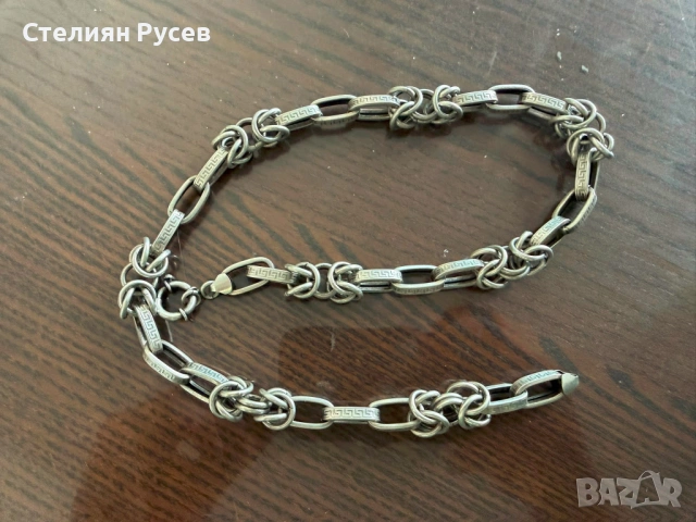 80.10гр 57 см сребърен ланец / синджир / сребро 925 кралска плетка с версаче цена 160 евро / 312,93л, снимка 6 - Колиета, медальони, синджири - 54873651