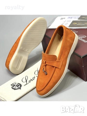 Loro Piana Оранжеви Мъжки Мокасини Естествен Велур 