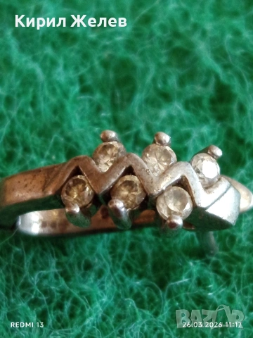 Винтидж сребърна обеца с инкрустирани кристали 52968, снимка 2 - Обеци - 53982104