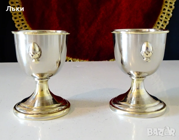 Посребрена чаша,коктиера,релефен лешник. , снимка 7 - Антикварни и старинни предмети - 53977778