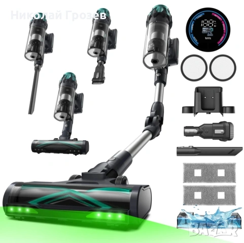 Безжична прахосмукачка Vactidy V15 Max, мощно засмукване 65kPa, мотор 600W, време на работа 60 мин.