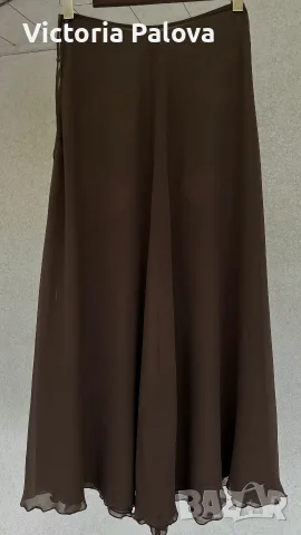 Луксозна двойна копринена пола от 100% естествена коприна - Dark Chocolate, снимка 2 - Поли - 55409027