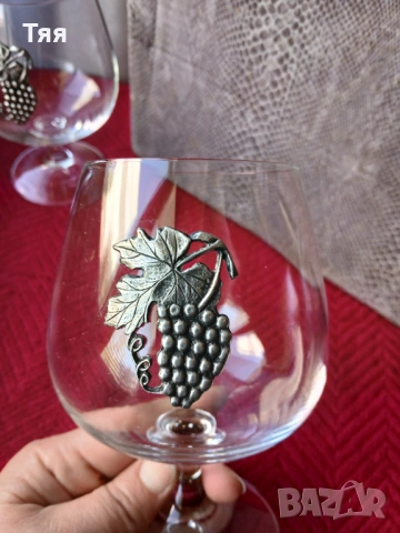 Стъклени чаши с посребрени елементи , снимка 4 - Антикварни и старинни предмети - 54321849