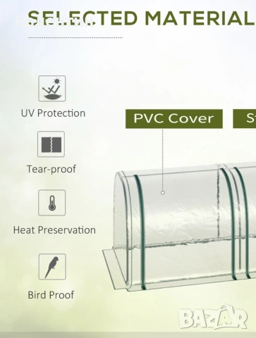 PVC покривало за тунелна оранжерия Outsunny, снимка 4 - Оранжерии - 55009358