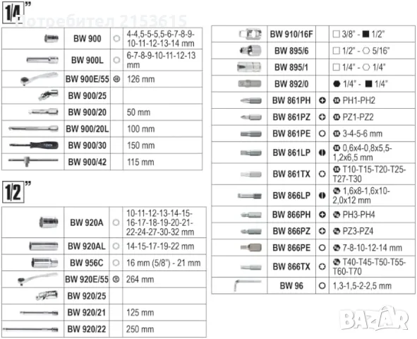 Beta бета 903e гедоре / гидория 1/4" и 1/2" 98 части камъни комплект, снимка 9 - Куфари с инструменти - 55605457