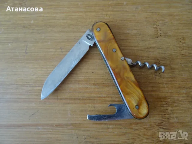 Джобно ножче с 3 инструмента кехлибар, снимка 2 - Ножове - 55414308