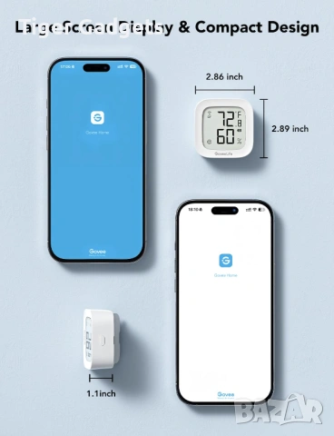 GoveeLife E-Ink WiFi Thermometer Hygrometer – смарт термометър и влагомер с WiFi и App известия, снимка 6 - Друга електроника - 54475424