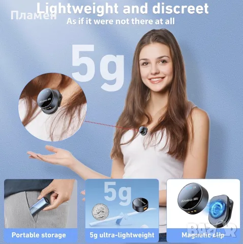 Безжичен микрофон S53 Wireless Lavalier безжичен реверен (лавалиерен) микрофон , снимка 2 - Микрофони - 55669938