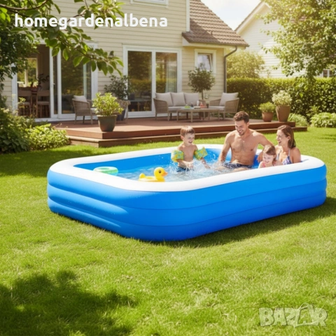 Голям надуваем семеен басейн 305x180x60 см, 850 л, PVC, за градина и тераса, снимка 2 - Басейни и аксесоари - 54142872