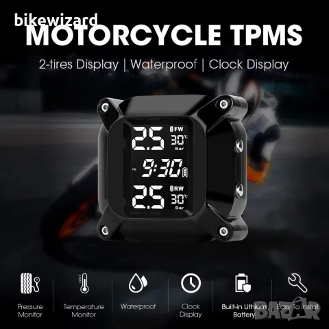 Jansite TPMS Система за следене на налягането в гумите за мотоциклети с LCD дисплей и сензори НОВО, снимка 3 - Аксесоари и консумативи - 55671218