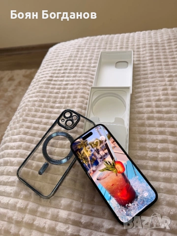 Продавам Apple iPhone 15  256GB в черен цвят. Батерията е на 91%.