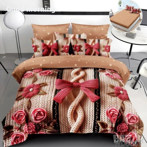 Флорален комплект с ластик, 100% памук 1 бр. х плик за завивка 200 x 230 cm 1 бр. х долен чаршаф , снимка 16 - Спално бельо - 54090324