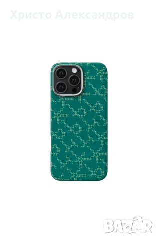 Кейс Pitaka Tactile Woven за iPhone 16 Pro, Aramid Fiber, Green/Gold #29