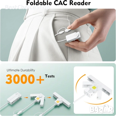 CAC четец 2 в 1 тип C с двоен конектор, DOD Military USB Common Access, четец за смарт карти, снимка 9 - Кабели и адаптери - 55039034