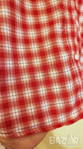 Дамска риза Tommy Hilfiger червено-бяло каре, снимка 7 - Ризи - 54237874
