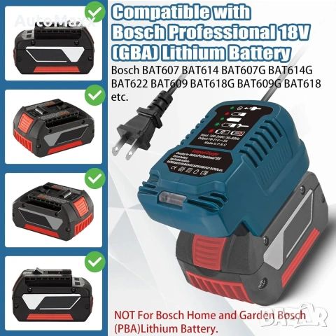Мини зарядно за батерии за Bosch 18V Li-ion , снимка 4 - Винтоверти - 54506744