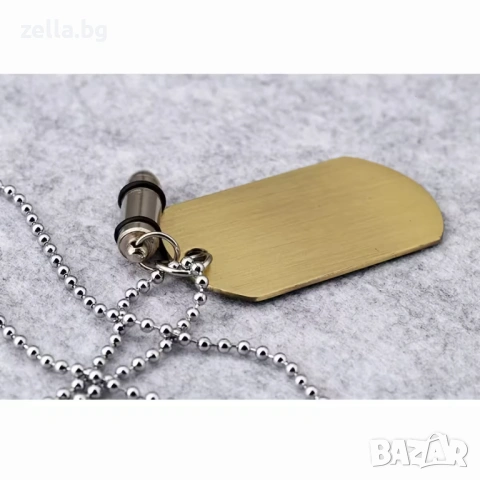 Мъжки военен комплект Dog Tag с жетон и висулка куршум – Неръждаема стомана 10215, снимка 6 - Тениски - 54660969