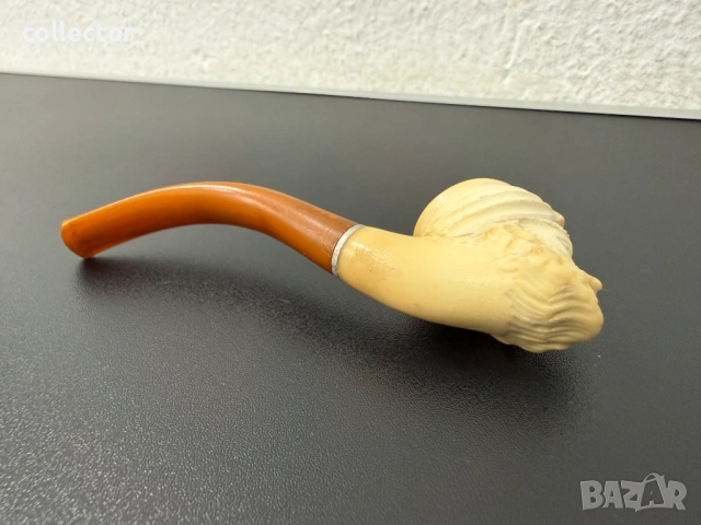 Ръчно резбована лула от морска пяна и кехлибар. №8056, снимка 8 - Антикварни и старинни предмети - 54037567