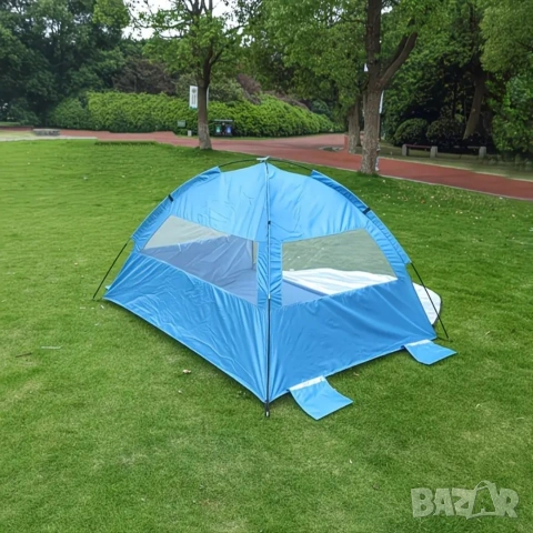 Къмпинг / плажна палатка с отвори за проветрение и размери - 200х150х130 см подходяща за 2-3 души, снимка 4 - Палатки - 54142883