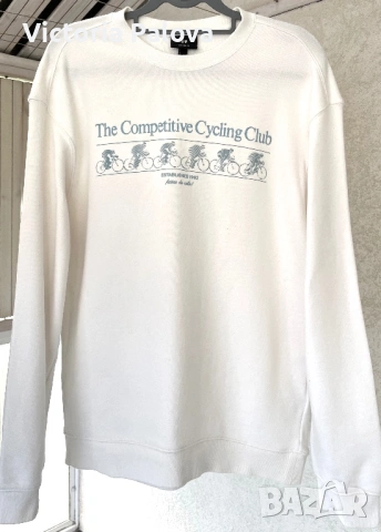 Суитшърт/ блуза  H&M Cycling Club в butter cream нюанс / унисекс / relaxed fit, снимка 4 - Суичъри - 54627008