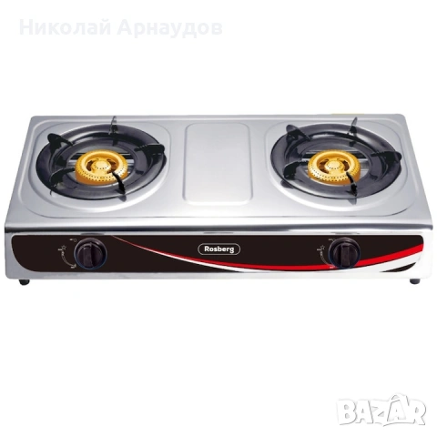 Двоен газов котлон Rosberg R51454AD, 5.4 kWh, 30 mbar, Автоматично запалване, 2 чугунени горелки, 