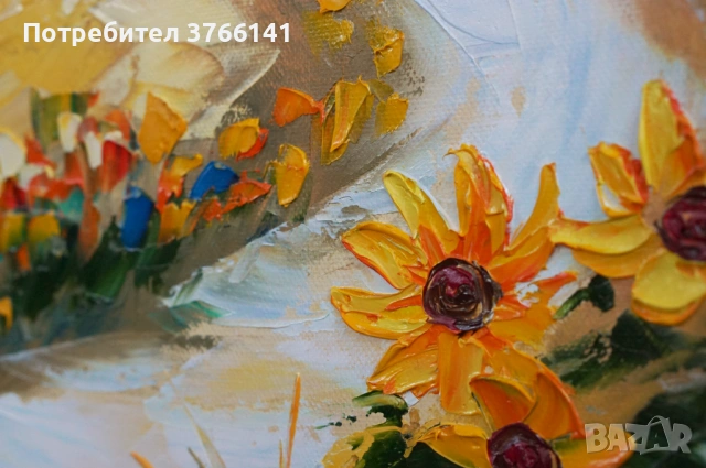 "Пейзаж от Италия" Картина 50х40см, Маслена живопис с шпакла, снимка 3 - Картини - 54602190
