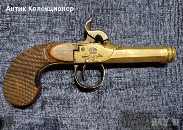 Белгийски морски тип капсулен пистолет – Лиеж, около 1845–1860 г., снимка 2 - Антикварни и старинни предмети - 55327591