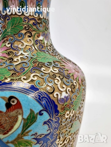 Елегантна декоративна китайска Cloisonné ваза, снимка 5 - Вази - 54062159