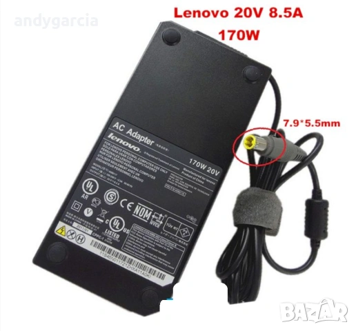170W 20V 8.5A Lenovo IBM ThinkPad Edge charger зарядно кръгла букса с пин 5.5мм вътр. 7.9мм външно