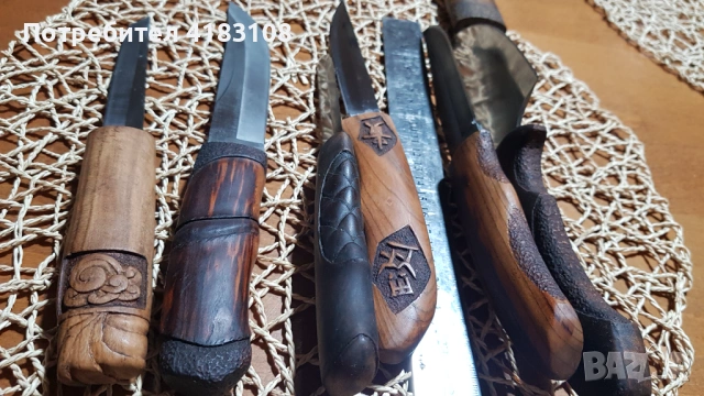 6 ножа с ръчна дърворезба, снимка 4 - Ножове - 54663300