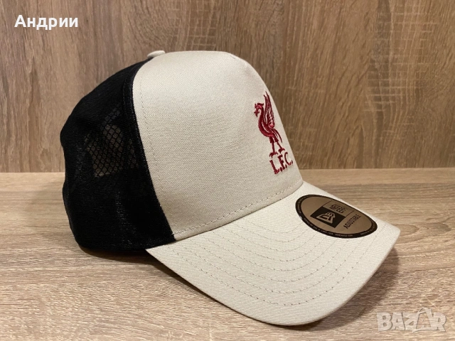  Liverpool FC New Era 9FORTY A-Frame Trucker Cap – Light Beige, снимка 5 - Шапки - 54554627