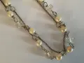Винтидж колие в сребрист цвят с изкуствени перли и прозрачни фасетирани кубични мъниста, снимка 2