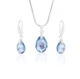 Комплект бижута Pear Shape с кристали Swarovski Aquamarine Shimmer – колие и висящи обеци, снимка 1