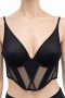 Hunkemöller сутиен-корсет 75B в черно с тюл и оформящи чашки, снимка 1