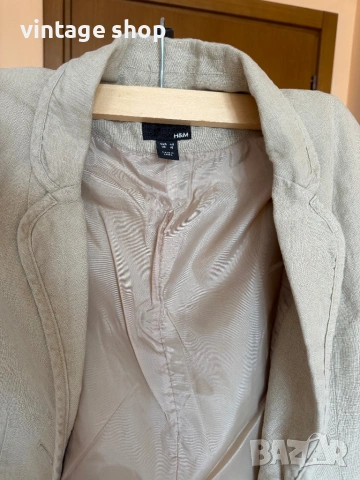 Дамско ленено сако H&M в бежов цвят,размер 40, снимка 8 - Сака - 54628457