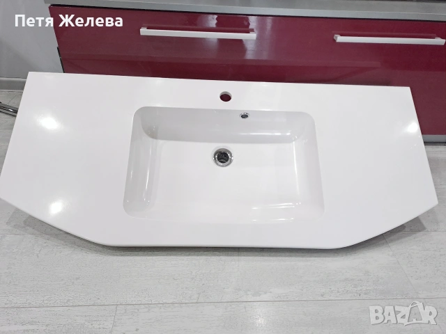 Луксозна полимраморна мивка 112см/48см, снимка 4 - Мивки - 54666352