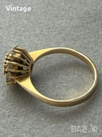 Старинен златен пръстен с естествени камъни , снимка 3 - Пръстени - 54304792