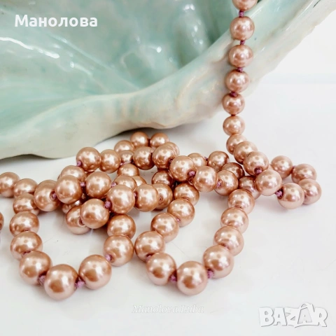 Колие от кристални розово злато перли SWAROVSKI., снимка 2 - Колиета, медальони, синджири - 55255946
