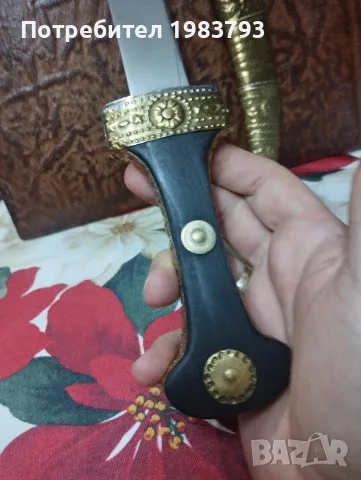 Красива извита кама, кинжал на майстор Валентин Чилингиров., снимка 7 - Ножове - 55316296