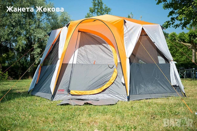 Чисто нова палатка Coleman Cortes Octagon 8, 8-местна, цвят Оранжев, цена: 299 €, снимка 8 - Палатки - 54556123