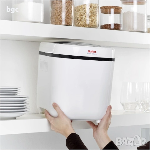 НОВА Хлебопекарна Tefal Pain Doré PF210138, 700 W, 1000 гр, 12 програми, 3 настройки, Бял/Черен , снимка 4 - Хлебопекарни - 54287322