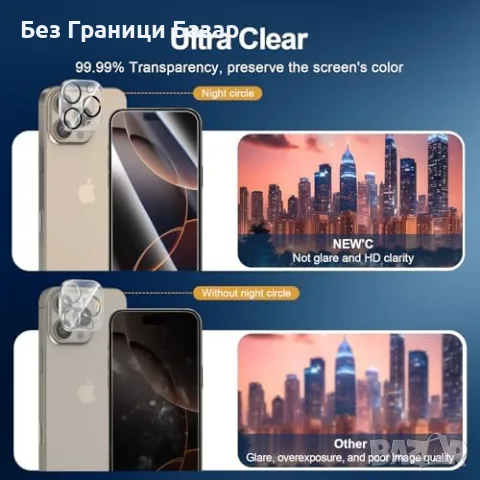 Ново Темперирано стъкло за iPhone 16 Pro Max 6.9 с протектор за камера Защита Айфон, снимка 7 - Фолия, протектори - 55485864