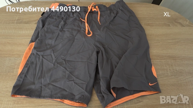 Мъжки тренировъчни шорти Nike XL като ново, сиви с оранжеви детайли