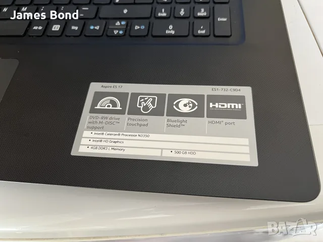 Лаптоп Acer / 17.3 / 4GB RAM / 128GB SSD , снимка 4 - Лаптопи за дома - 55602333