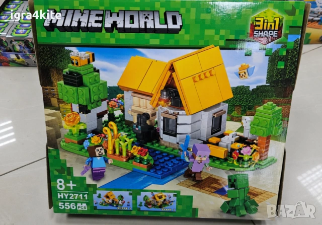 Конструктор 3в1 за изграждане Minecraft World 556 части с LED светлини, снимка 3 - Конструктори - 54318089