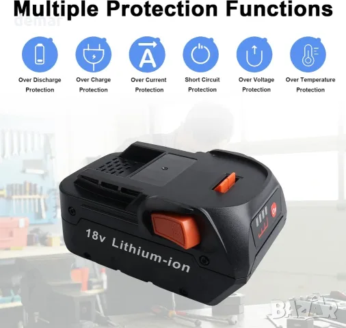 Резервна батерия 18 V 5000 mAh за AEG и RIDGID, снимка 2 - Други инструменти - 55330334